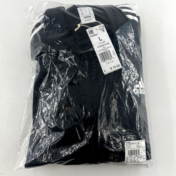 Adidas Men's Black White Essentials 3-Stripes Classic Track Suit Size L - Picture 4 of 11